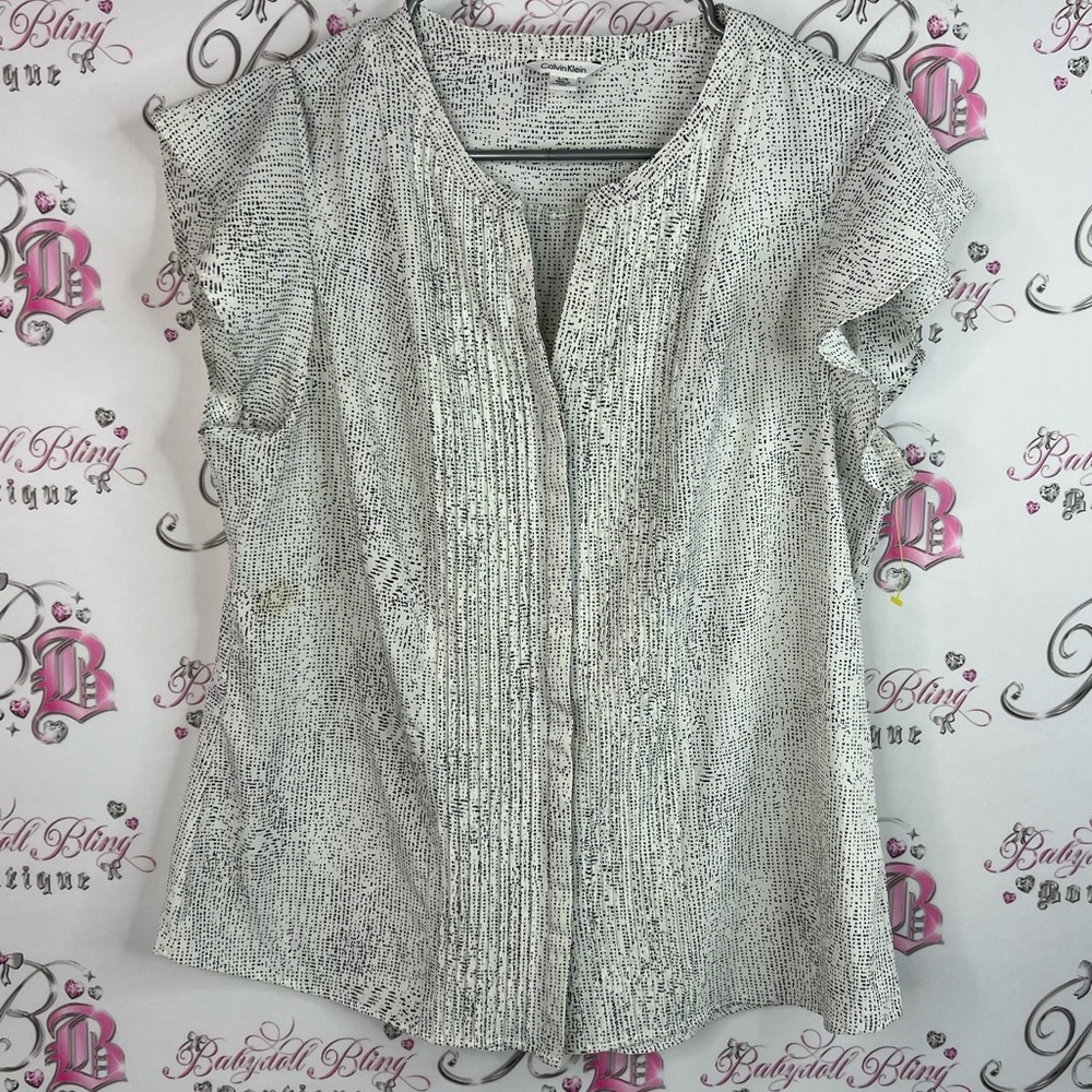 Calvin Klein tshirt blouse dotted spotted polka dot Black and White Blouse